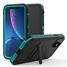 Funda Impermeable Bumper Silicona y Plastico Waterproof Carcasa 360 Grados con Soporte para Apple iPhone 11 Cian