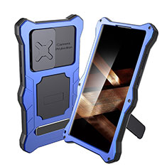Funda Impermeable Bumper Silicona y Plastico Waterproof Carcasa 360 Grados con Soporte para Samsung Galaxy S24 Ultra 5G Azul