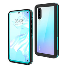 Funda Impermeable Bumper Silicona y Plastico Waterproof Carcasa 360 Grados para Huawei P30 Cian