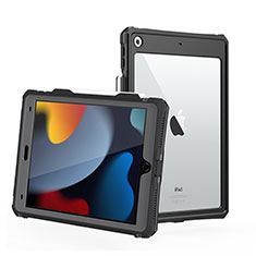 Funda Impermeable Bumper Silicona y Plastico Waterproof Carcasa 360 Grados W01 para Apple iPad 10.2 (2021) Negro