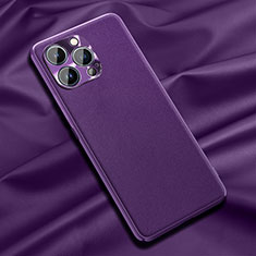 Funda Lujo Cuero Carcasa A01 para Apple iPhone 14 Pro Max Morado