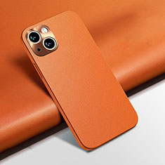 Funda Lujo Cuero Carcasa A02 para Apple iPhone 15 Plus Naranja