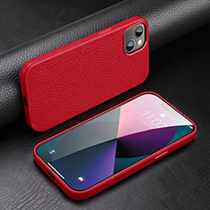 Funda Lujo Cuero Carcasa A03 para Apple iPhone 13 Mini Rojo