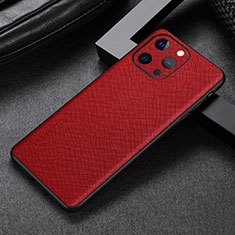 Funda Lujo Cuero Carcasa A04 para Apple iPhone 15 Pro Max Rojo