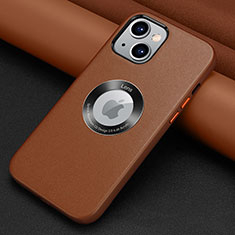 Funda Lujo Cuero Carcasa A08 para Apple iPhone 13 Mini Marron