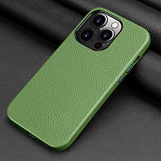 Funda Lujo Cuero Carcasa A09 para Apple iPhone 13 Pro Verde