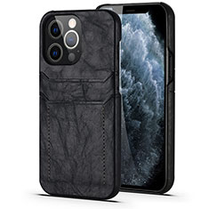 Funda Lujo Cuero Carcasa A14 para Apple iPhone 13 Pro Negro