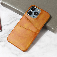 Funda Lujo Cuero Carcasa A15 para Apple iPhone 14 Pro Max Marron Claro