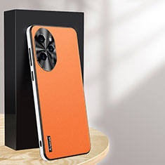 Funda Lujo Cuero Carcasa AT1 para Huawei Honor 100 Pro 5G Naranja