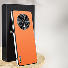 Funda Lujo Cuero Carcasa AT1 para Huawei Honor Magic5 5G Naranja