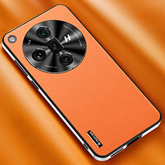Funda Lujo Cuero Carcasa AT1 para Oppo Find X7 5G Naranja