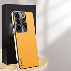 Funda Lujo Cuero Carcasa AT1 para Vivo V27 Pro 5G Amarillo