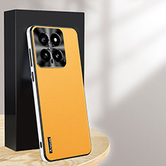 Funda Lujo Cuero Carcasa AT1 para Xiaomi Mi 14 5G Amarillo