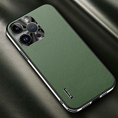 Funda Lujo Cuero Carcasa AT2 para Apple iPhone 13 Pro Verde