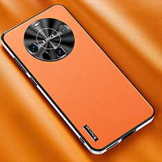 Funda Lujo Cuero Carcasa AT2 para Huawei Mate 60 Pro Naranja