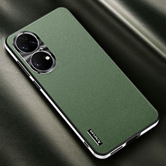 Funda Lujo Cuero Carcasa AT2 para Huawei P50 Pro Verde