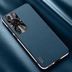 Funda Lujo Cuero Carcasa AT2 para Huawei P60 Pro Azul