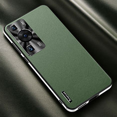 Funda Lujo Cuero Carcasa AT2 para Huawei P60 Verde