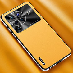 Funda Lujo Cuero Carcasa AT2 para Vivo X80 Pro 5G Amarillo