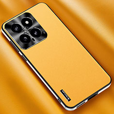 Funda Lujo Cuero Carcasa AT2 para Xiaomi Mi 14 5G Amarillo