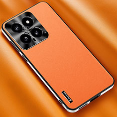 Funda Lujo Cuero Carcasa AT2 para Xiaomi Mi 14 5G Naranja