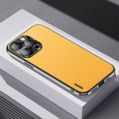 Funda Lujo Cuero Carcasa AT5 para Apple iPhone 13 Pro Amarillo