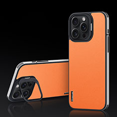Funda Lujo Cuero Carcasa AT5 para Apple iPhone 15 Pro Naranja
