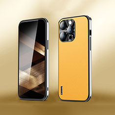 Funda Lujo Cuero Carcasa AT6 para Apple iPhone 13 Pro Max Amarillo