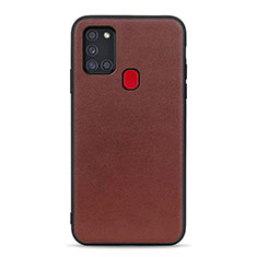 Funda Lujo Cuero Carcasa B01H para Samsung Galaxy A21s Marron