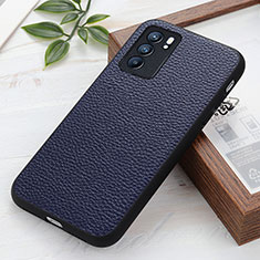 Funda Lujo Cuero Carcasa B02H para Oppo Reno6 5G Azul