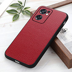 Funda Lujo Cuero Carcasa B02H para Oppo Reno7 SE 5G Rojo