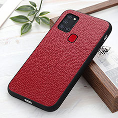 Funda Lujo Cuero Carcasa B02H para Samsung Galaxy A21s Rojo
