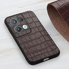 Funda Lujo Cuero Carcasa B04H para Oppo Reno9 Pro 5G Marron