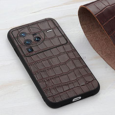 Funda Lujo Cuero Carcasa B04H para Vivo X80 Pro 5G Marron