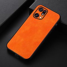 Funda Lujo Cuero Carcasa B06H para Oppo Find X5 Pro 5G Naranja