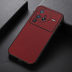 Funda Lujo Cuero Carcasa B07H para Vivo X80 Pro 5G Rojo