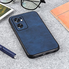 Funda Lujo Cuero Carcasa B08H para Oppo Reno7 SE 5G Azul