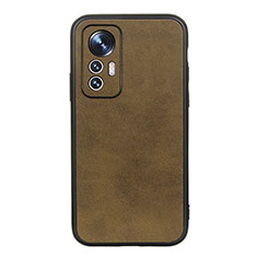 Funda Lujo Cuero Carcasa B08H para Xiaomi Mi 12 5G Marron Claro