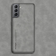 Funda Lujo Cuero Carcasa C01 para Samsung Galaxy S21 FE 5G Gris