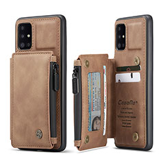 Funda Lujo Cuero Carcasa C01S para Samsung Galaxy A51 5G Marron Claro