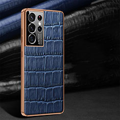 Funda Lujo Cuero Carcasa C09 para Samsung Galaxy S21 Ultra 5G Azul