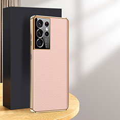 Funda Lujo Cuero Carcasa C10 para Samsung Galaxy S24 Ultra 5G Oro Rosa