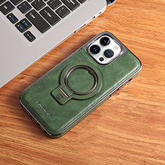 Funda Lujo Cuero Carcasa con Mag-Safe Magnetic JD1 para Apple iPhone 14 Pro Verde