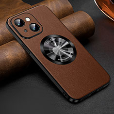 Funda Lujo Cuero Carcasa con Mag-Safe Magnetic LD2 para Apple iPhone 13 Marron