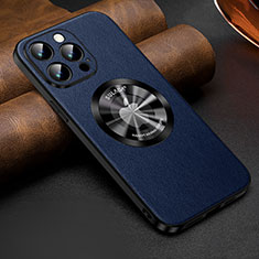 Funda Lujo Cuero Carcasa con Mag-Safe Magnetic LD2 para Apple iPhone 13 Pro Azul