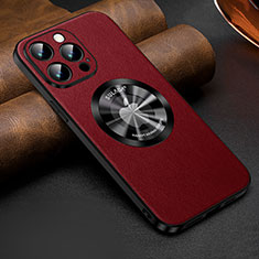 Funda Lujo Cuero Carcasa con Mag-Safe Magnetic LD2 para Apple iPhone 13 Pro Rojo
