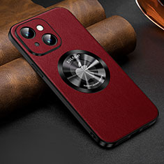 Funda Lujo Cuero Carcasa con Mag-Safe Magnetic LD2 para Apple iPhone 14 Plus Rojo