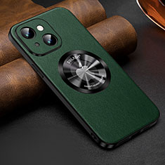 Funda Lujo Cuero Carcasa con Mag-Safe Magnetic LD2 para Apple iPhone 14 Plus Verde