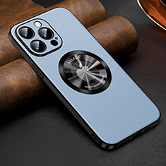 Funda Lujo Cuero Carcasa con Mag-Safe Magnetic LD2 para Apple iPhone 14 Pro Azul Claro