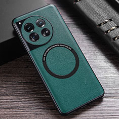 Funda Lujo Cuero Carcasa con Mag-Safe Magnetic P01 para OnePlus 12 5G Verde